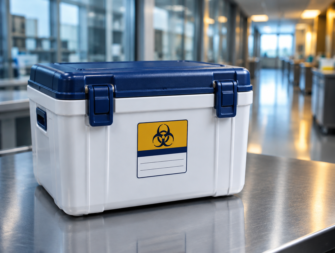 Sealed medical specimen transport cooler